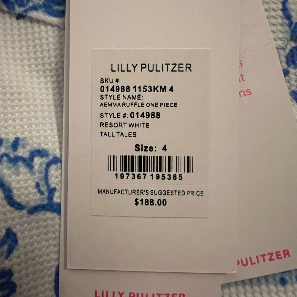 Lilly Pulitzer White and Blue Aemma Ruffle One Piece - Picture 3 of 3